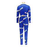 Sporty Letter Print Long-Sleeved Top and Pants Two-Piece Set RS-004