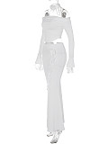 Sexy Strapless Long-Sleeved Top and Slim-Fit Skirt Set RS-13934