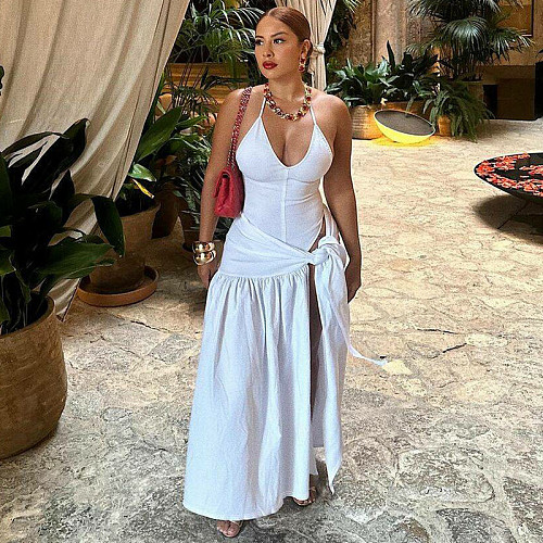 Sexy Backless Bodysuit With Slim Fit and Tie-Waist Skirt Set RS-17189