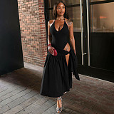 Sexy Backless Bodysuit With Slim Fit and Tie-Waist Skirt Set RS-17189