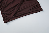 New Style One-Shoulder Long-Sleeve Top With Gathered Ribbon and Bodycon Mini Skirt Set RS-19948