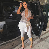2026 Sexy Python Print Deep V Halter Neck Strappy Backless Jumpsuit RS-26RP009