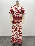 Fashionable Printed Shirt and High-Waisted Wide-Leg Trousers Two-Piece Set QZ-6749