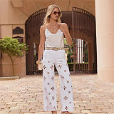 2026 Fashion Washed Straight Leg Embroidered Beaded Jeans RS-2753