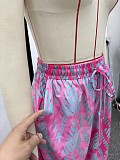 Casual Loose-fitting Collared Printed Shirt and High-waisted Wide-leg Trousers Two-Piece Set QZ-7349