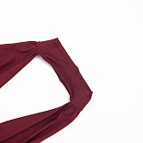 2026 Solid Color Halter Neck Backless Tie-Neck Top and Toe Ring Pants Two-Piece Set RS-26ST020