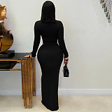 2026 Sexy V-neck Solid Color Long Sleeve Bodycon Dress BY-7631