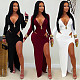2026 Sexy V-neck Solid Color Long Sleeve Bodycon Dress BY-7631