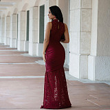 Sexy Lace Hollow-Out Slit Slim Fit Dress BY-7641