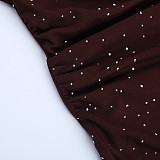 Sexy Sparkling Square Neck Long Sleeve Bodycon Dress SUM-25443