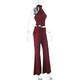 2026 New Sexy Halter Neck Backless Slimming Top and Pants Set FL-26048