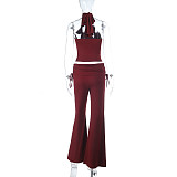 2026 New Sexy Halter Neck Backless Slimming Top and Pants Set FL-26048