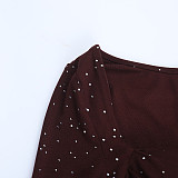 Sexy Sparkling Square Neck Long Sleeve Bodycon Dress SUM-25443