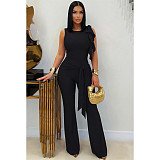 Fashionable and Unique Lace-up Ruffled Vest and Flared Pants Set ASL-6816