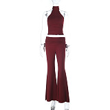 2026 New Sexy Halter Neck Backless Slimming Top and Pants Set FL-26048