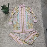 Lady Fashion Full Print Loose Cool Two-piece Set CY-2250