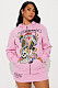 Fashionable Printed Hooded Sweatshirt and Skirt Set MJL-5031