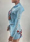 Fashion Graffiti Print Pattern Pullover Hoodie Sweatshirt and Sweatpants Set MJL-XX051