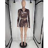 GIA Sexy Snake Print Polka Dot Leopard Print Long-Sleeve Shorts Set FOS-8819