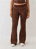 New Fashion Leopard Print Short-Sleeve Top and Flared Pants Two-Piece Set MJL-001