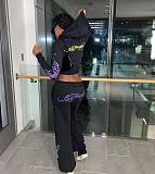Fashionable Casual Printed Hooded Sweatshirt and Pants Set MJL-201