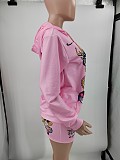 Fashionable Printed Hooded Sweatshirt and Skirt Set MJL-5031