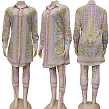Lady Fashion Full Print Loose Cool Two-piece Set CY-2250