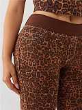 New Fashion Leopard Print Short-Sleeve Top and Flared Pants Two-Piece Set MJL-001