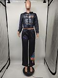 Fashionable Casual Printed Hooded Sweatshirt and Pants Set MJL-201