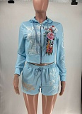Fashion Graffiti Print Pattern Pullover Hoodie Sweatshirt and Sweatpants Set MJL-XX051