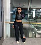 Fashionable Casual Printed Hooded Sweatshirt and Pants Set MJL-201