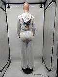Fashionable Casual Printed Hooded Sweatshirt and Pants Set MJL-201