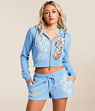 Fashion Graffiti Print Pattern Pullover Hoodie Sweatshirt and Sweatpants Set MJL-XX051