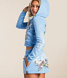 Fashion Graffiti Print Pattern Pullover Hoodie Sweatshirt and Sweatpants Set MJL-XX051