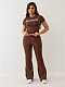 New Fashion Leopard Print Short-Sleeve Top and Flared Pants Two-Piece Set MJL-001