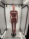 New Fashion Leopard Print Short-Sleeve Top and Flared Pants Two-Piece Set MJL-001