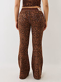 New Fashion Leopard Print Short-Sleeve Top and Flared Pants Two-Piece Set MJL-001