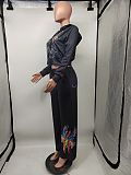 Fashionable Casual Printed Hooded Sweatshirt and Pants Set MJL-201