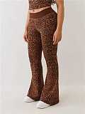 New Fashion Leopard Print Short-Sleeve Top and Flared Pants Two-Piece Set MJL-001