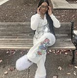 Fashionable Casual Printed Hooded Sweatshirt and Pants Set MJL-201