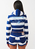 2026 Fashionable Striped Shorts and Sweatshirt Set with Offset Print and Embroidery MJL-2601