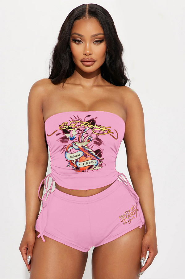 Sexy Printed Bandeau Top and Shorts Set MJL-502