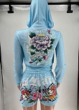 Fashion Graffiti Print Pattern Pullover Hoodie Sweatshirt and Sweatpants Set MJL-XX051