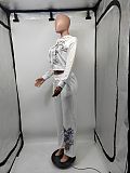 Fashionable Casual Printed Hooded Sweatshirt and Pants Set MJL-201