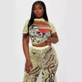 Casual Printed Short-Sleeve Pants Set MJL-XX003