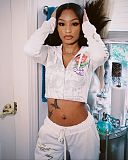Fashionable Casual Printed Hooded Sweatshirt and Pants Set MJL-201