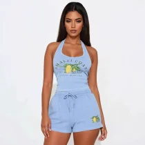 Casual Trendy Holiday Theme Printed Vest and Shorts Set MJL-XX790