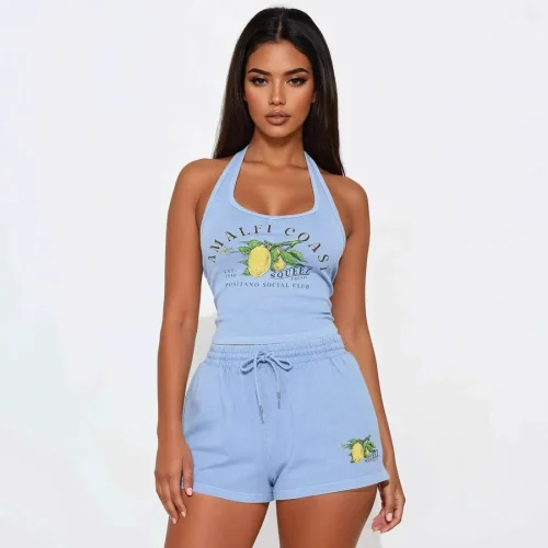Casual Trendy Holiday Theme Printed Vest and Shorts Set MJL-XX790