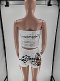 Fashion Retro Wing Print Bandeau Vest and Shorts Set MJL-XX216