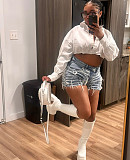 Fashionable Hand-Fashioned High-Waisted Denim Shorts RS-60113